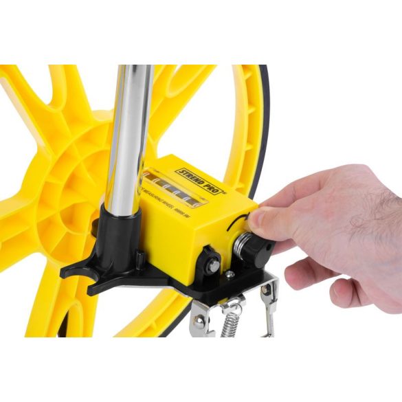 Mérőkerék, Strend Pro DMW601, sárga, 318 mm kerékátmérő, ±0,5% pontosság, 0–99 999,9 m mérési tartomány, IP20, elemes