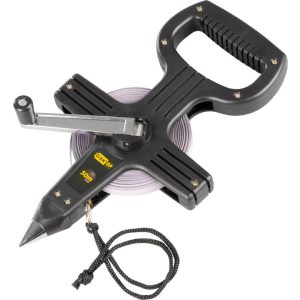 Mérőszalag, Giantop CR-J01, fekete, leszúrható, 50 m, acél szalag, műanyag tok, hajtókarral