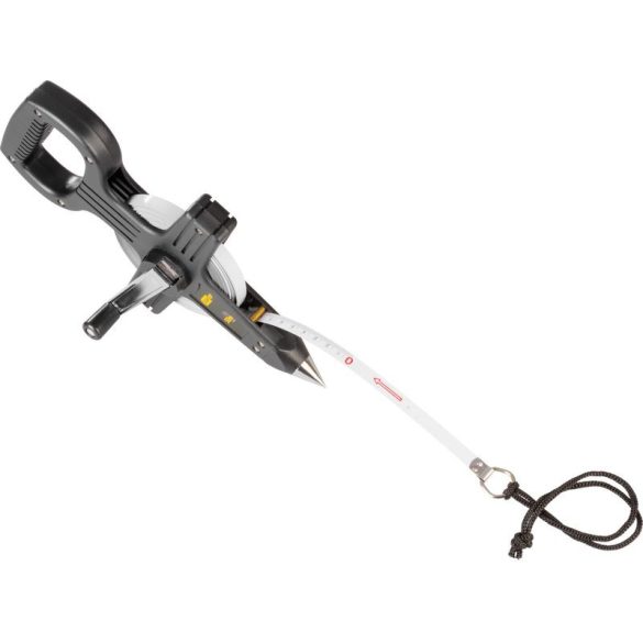 Mérőszalag, Giantop CR-J01, fekete, leszúrható, 50 m, acél szalag, műanyag tok, hajtókarral