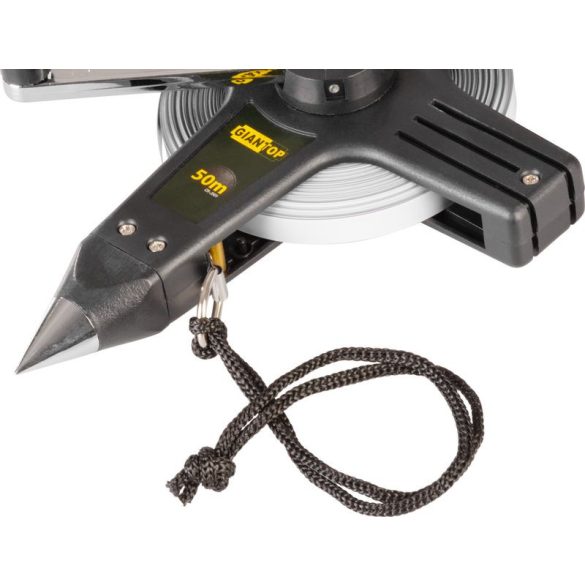 Mérőszalag, Giantop CR-J01, fekete, leszúrható, 50 m, acél szalag, műanyag tok, hajtókarral