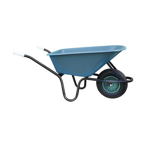 Talicska, Strend Pro Garden Greenlawn Junior, zöld, 100 l, felfújható kerék, műanyag puttony, 50 kg teherbírás, PVC markolat