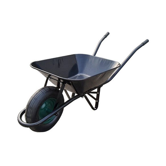 Talicska, Strend Pro Garden Wbar.B, fekete, 60 l, felfújható kerék, porszórt acél puttony, PVC markolat