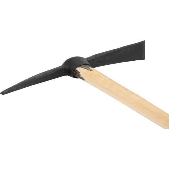 Csákány, Strend Pro Garden, fekete, 2500 g, fa nyél, acél fej, kétoldalas, hegyes/lapos, kemény és sziklás talajhoz