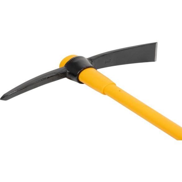 Csákány, Strend Pro Garden P-411WHG, sárga/fekete, 2000 g, üvegszálas nyél, acél fej, kétoldalas, hegyes/lapos, kemény és sziklás talajhoz