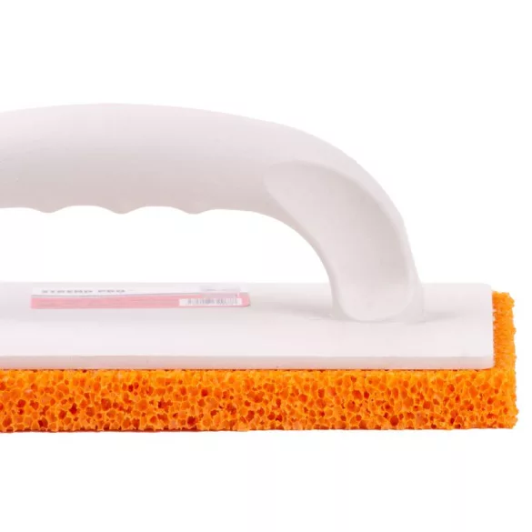 Szivacsos simító, Strend Pro Premium CO11 WhiteHand, fehér, 27 × 13 x 1,8 cm, narancssárga sűrű pórusú szivacs, műanyag, vakolat és fugázási munkákhoz