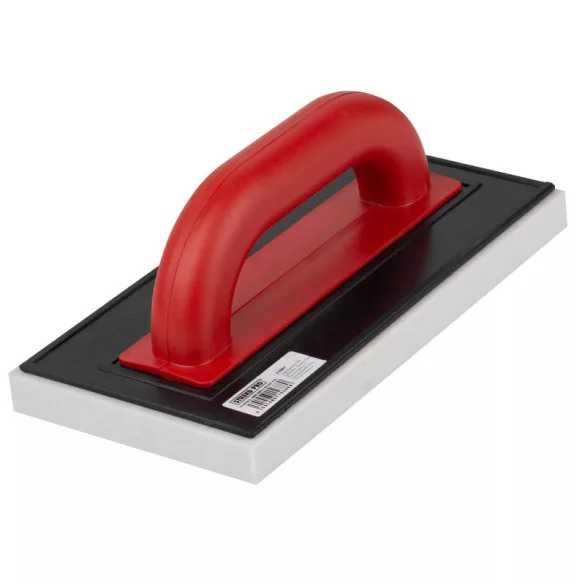 Szivacsos simító, Strend Pro Premium REDhand, fekete/piros, 25 x 13 x 2,0 cm, fehér duren szivacs, ABS műanyag, finom vakolathoz és stukkóhoz