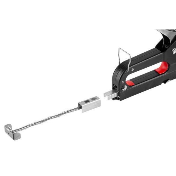 Kézi tűzőgép, szögbelövő, Strend Pro S221, ezüst/fekete, 4–14 mm / 10-12 mm kapocshossz, C / B kapcsokhoz, 10-14 mm szeghossz, 400 db kapoccsal, kárpitos