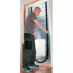   Takarófólia, Strend Pro PF1201, átlátszó, maximum 100 cm ajtónyílásokhoz, műanyag fólia, U alakú cipzárral, ajtóra, ajtókerethez