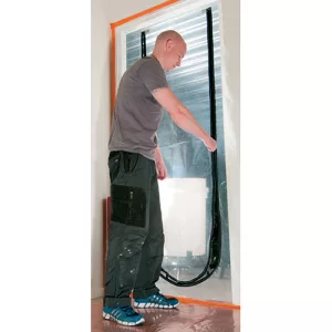 Takarófólia, Strend Pro PF1201, átlátszó, maximum 100 cm ajtónyílásokhoz, műanyag fólia, U alakú cipzárral, ajtóra, ajtókerethez