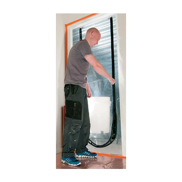 Takarófólia, Strend Pro PF1201, átlátszó, maximum 100 cm ajtónyílásokhoz, műanyag fólia, U alakú cipzárral, ajtóra, ajtókerethez
