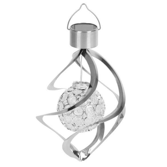 Függeszték napelemes lámpa, Strend Pro Garden Acamar, ezüst, 16 x 23 cm, kerti, 1 LED, színes fény, akkumulátoros, automatikus kapcsolás