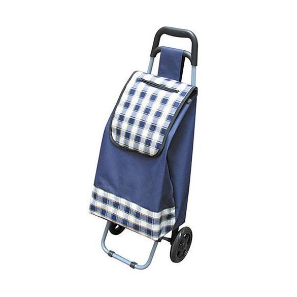 Strend Pro Zoltán kerekes bevásárlókocsi, kék-fehér, 35 x 30 x 94 cm, 25 kg teherbírású, acél vázzal és vízálló anyaggal