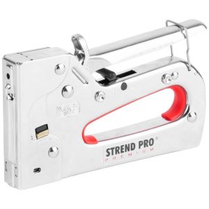 Kézi tűzőgép, szögbelövő, Strend Pro Premium SG821, ezüst, 6–14 mm, C kapcsokhoz, 15 mm szeghossz, acél burkolat, acél mechanika, kárpitos