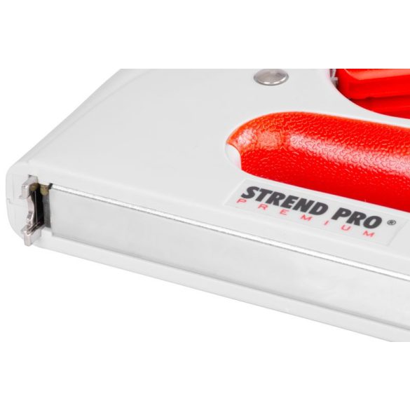 Kézi tűzőgép, Strend Pro Premium CT667, fehér, 6–8 mm kapocshossz, A típusú kapcsokhoz, műanyag burkolat, acél mechanika, kábelrögzítő