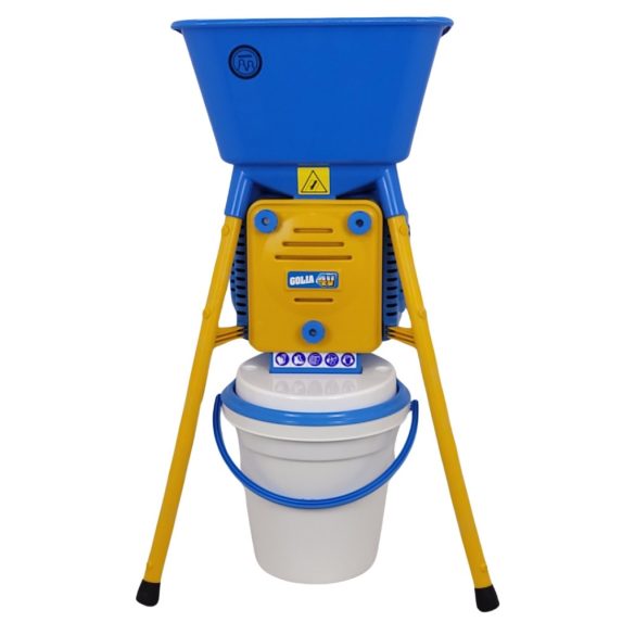 Gabonadaráló, Novital Golia 4V, kék, 750 W, granulátum-méret: 2,5–4–6–8 mm, tálca: 44 x 48 cm, konténer: 43 x 35 cm, méret: 98 x 67 cm