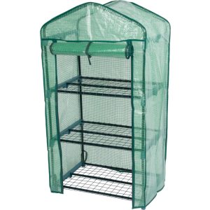 Melegágy, Strend Pro Garden X083, 69 x 49 x 128 cm, 3 polcos, UV-álló, megerősített PE fólia, 16 mm-es fémváz, kompakt, feltekerhető nyílással