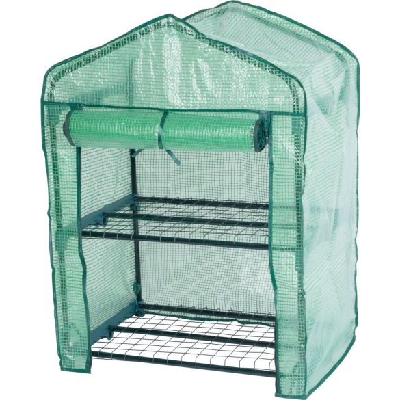 Melegágy, Strend Pro Garden Greenhouse X082, 69 x 49 x 94 cm, fémvázas, UV-álló PE fólia, 2 polcos, kompakt