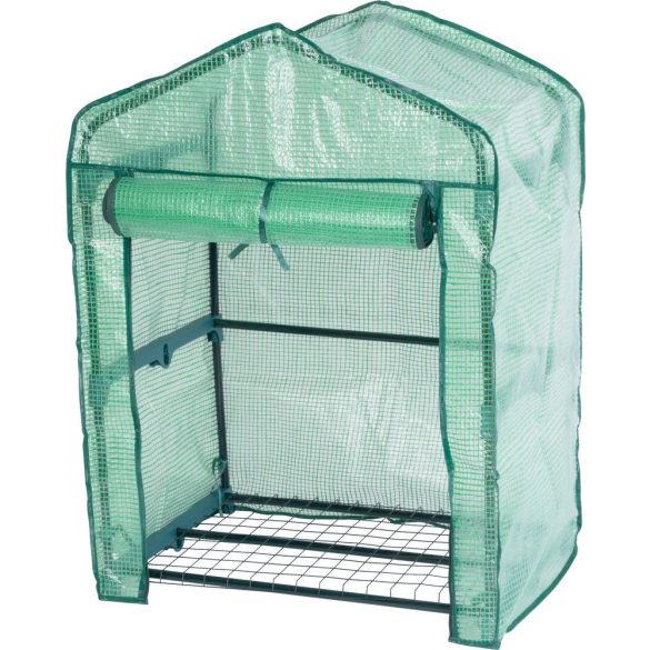 Melegágy, Strend Pro Garden Greenhouse X082, 69 x 49 x 94 cm, fémvázas, UV-álló PE fólia, 2 polcos, kompakt