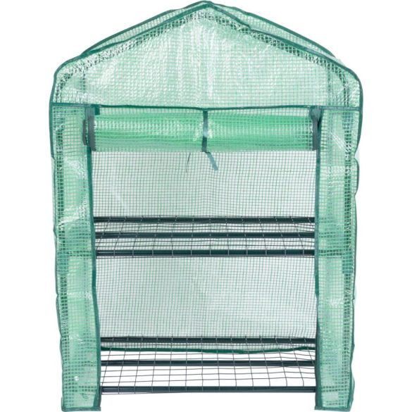 Melegágy, Strend Pro Garden Greenhouse X082, 69 x 49 x 94 cm, fémvázas, UV-álló PE fólia, 2 polcos, kompakt
