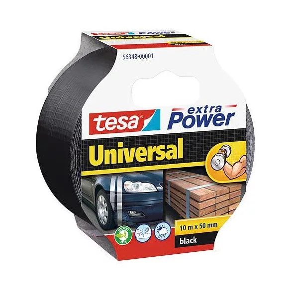 Ragasztószalag, Tesa Extra Power Universal, ezüst, 5 cm x 10 m, textil, extra erős, kézzel téphető, univerzális felhasználás