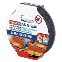  Csúszásgátló szalag, Tesa Anti-slip, fekete, 2,5 cm x 5 m, beltéri és kültéri, nagyon erős tapadás, kézzel téphető, ellenálló