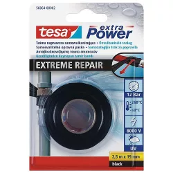   Ragasztószalag, Tesa Extreme Repair, fekete, 1,9 cm x 2,5 m, önkötő, vízvezeték javító, nem vezető szigetelőszalag