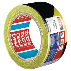   Figyelmeztető szalag, Tesa Pro Marking, sárga/fekete, 5 cm x 33 m, erős tapadás, kézzel téphető, akadályok, veszélyes területek jelölésére