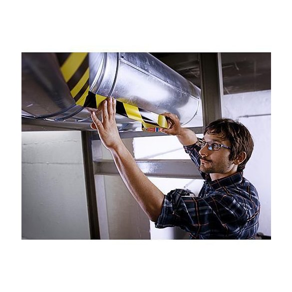 Szalag tesa® PRO Marking, ragasztó, figyelmeztető, sárga-fekete, 50 mm, Hossz: 33 m