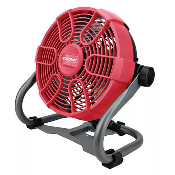 Hordozható ventilátor, Worcraft CJF-S20Li ShareSYS, piros/szürke, akkumulátoros, 26 W, átmérő: 23 cm, 2 sebességfokozat, 20 V Li-Ion, akkumulátor és töltő nélkül