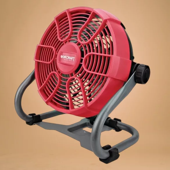 Hordozható ventilátor, Worcraft CJF-S20Li ShareSYS, piros/szürke, akkumulátoros, 26 W, átmérő: 23 cm, 2 sebességfokozat, 20 V Li-Ion, akkumulátor és töltő nélkül
