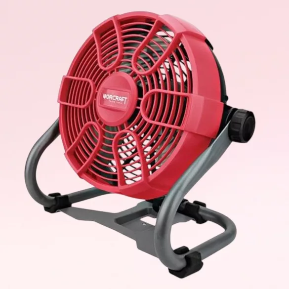 Hordozható ventilátor, Worcraft CJF-S20Li ShareSYS, piros/szürke, akkumulátoros, 26 W, átmérő: 23 cm, 2 sebességfokozat, 20 V Li-Ion, akkumulátor és töltő nélkül