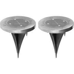   Napelemes kerti lámpa, Strend Pro Garden Gruid, szürke, 12 x 14 cm, 2 db, 4 LED, melegfehér fényű, akkumulátoros