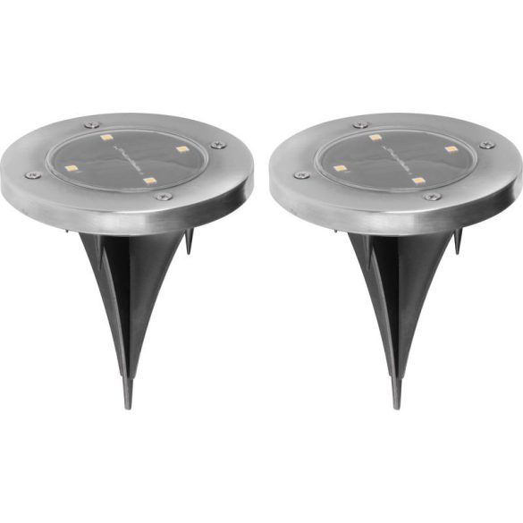 Napelemes kerti lámpa, Strend Pro Garden Gruid, szürke, 12 x 14 cm, 2 db, 4 LED, melegfehér fényű, akkumulátoros