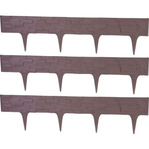 Kerti paliszád, Strend Pro Garden StonePalisade, sötétbarna, 79 x 29,5 cm, összekapcsolható, 237 cm hossz, formázható, rugalmas műanyag, UV-álló, 3 panel/csomag