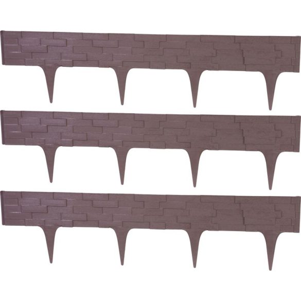 Kerti paliszád, Strend Pro Garden StonePalisade, sötétbarna, 79 x 29,5 cm, összekapcsolható, 237 cm hossz, formázható, rugalmas műanyag, UV-álló, 3 panel/csomag