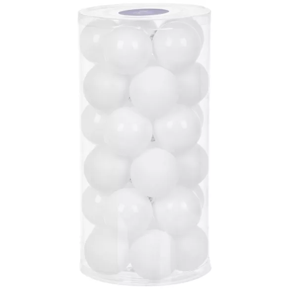 MagicHome karácsonyi gömbök, 30 db, fehér, fényes, mix, karácsonyfára, 6 cm