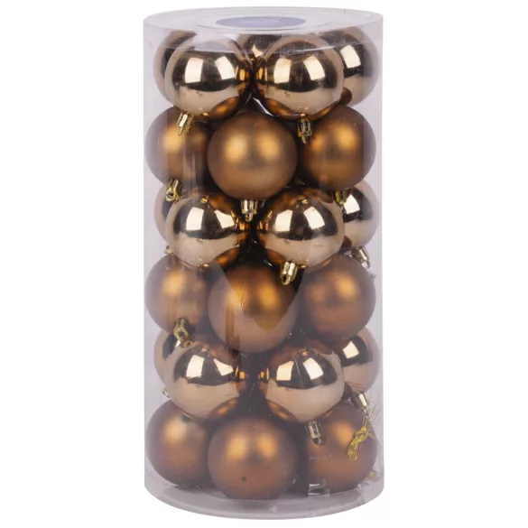 MagicHome karácsonyi gömbök, 30 db, réz, mix, karácsonyfára, 6 cm