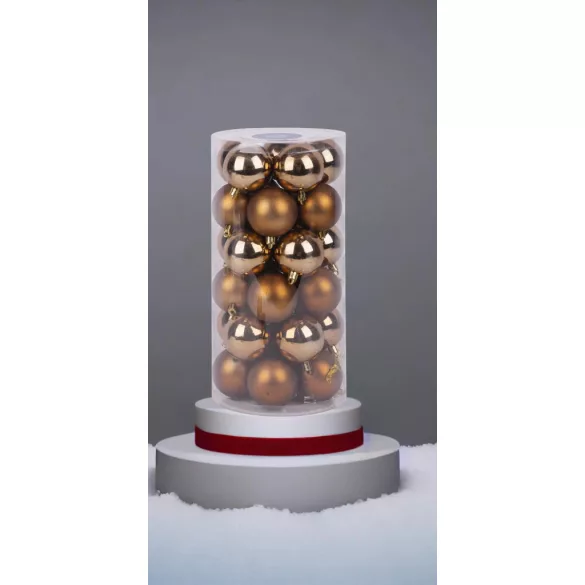 MagicHome karácsonyi gömbök, 30 db, réz, mix, karácsonyfára, 6 cm