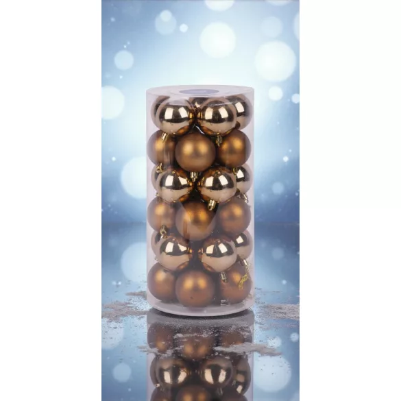 MagicHome karácsonyi gömbök, 30 db, réz, mix, karácsonyfára, 6 cm