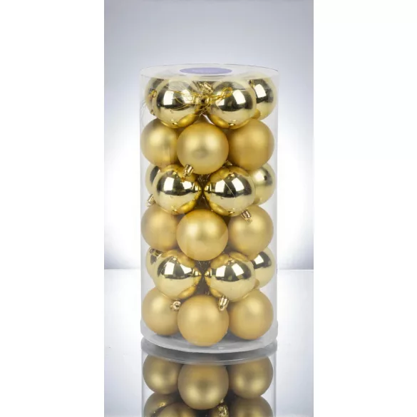 MagicHome karácsonyi gömbök, 30 db, arany, mix, karácsonyfára, 6 cm