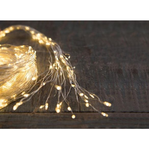 LED fényfüzér, MagicHome Vianoce Twisted Stars 1200S, 1200 LED, 3 m + 3 m, melegfehér, kültéri, egyszerű világítás, áttetsző kábel
