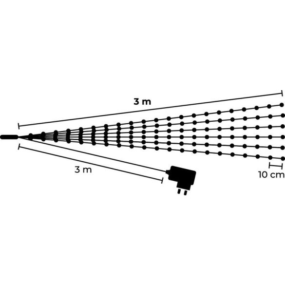 LED fényfüzér, MagicHome Vianoce Twisted Stars 1200S, 1200 LED, 3 m + 3 m, melegfehér, kültéri, egyszerű világítás, áttetsző kábel