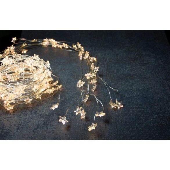 LED fényfüzér, MagicHome Vianoce Twisted Stars 180S, 200 cm x 9 szál, 180 db LED, melegfehér, IP44 kültéri, egyszerű világítás