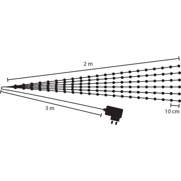 LED fényfüzér, MagicHome Vianoce Twisted Stars 180S, 200 cm x 9 szál, 180 db LED, melegfehér, IP44 kültéri, egyszerű világítás