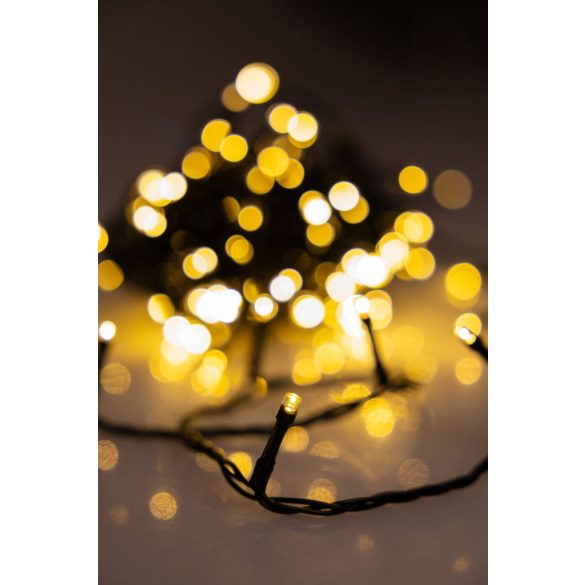 LED fényfüzér, MagicHome Vianoce, 13,9 m, 140 LED, melegfehér, 230 V adapterrel, időzítő, kültéri, 5 m betápkábel