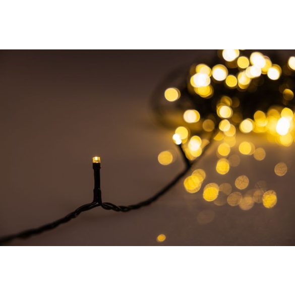 LED fényfüzér, MagicHome Vianoce, 13,9 m, 140 LED, melegfehér, 230 V adapterrel, időzítő, kültéri, 5 m betápkábel