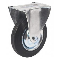   Kerék, Renost 531 XD-V125C z, fekete/ezüst, átmérő: 125 mm, fix, gumi futófelület, acél ház, acél felni, tűgörgős csapágy, maximum 100 kg teherbírás