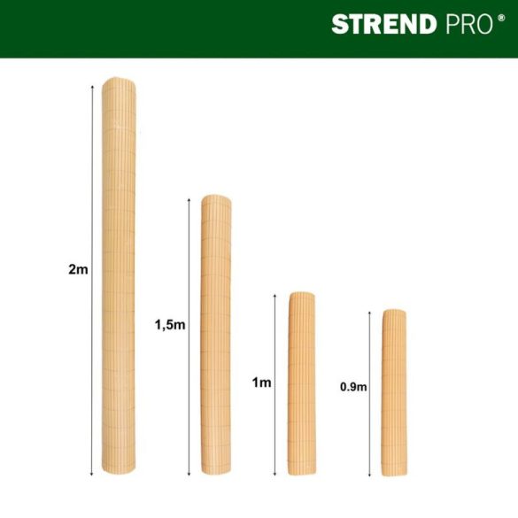 Lamellás kerítés, Strend Pro Garden Ence DF13, bambusz hatású, 100 cm x 3 m, PVC lamellák, 1300 g/m2, UV-álló, árnyékoló