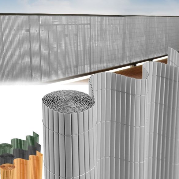 Lamellás kerítés, Strend Pro Garden Ence DF13, szürke, 100 cm x 3 m, PVC lamellák, 1300 g/m2, UV-álló, árnyékoló