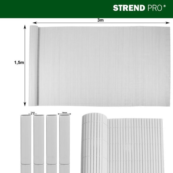 Lamellás kerítés, Strend Pro Garden Ence DF13, szürke, 150 cm x 3 m, PVC lamellák, 1300 g/m2, UV-álló, árnyékoló